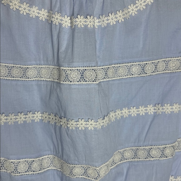 J.CREW Daisy-Chain Light Blue w/White Detail Peplum Elastic Waist Top Size Small - Picture 6 of 14